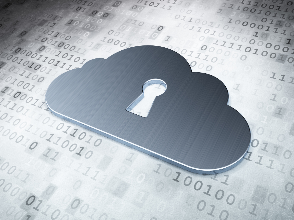 Digital cloud and security padlock