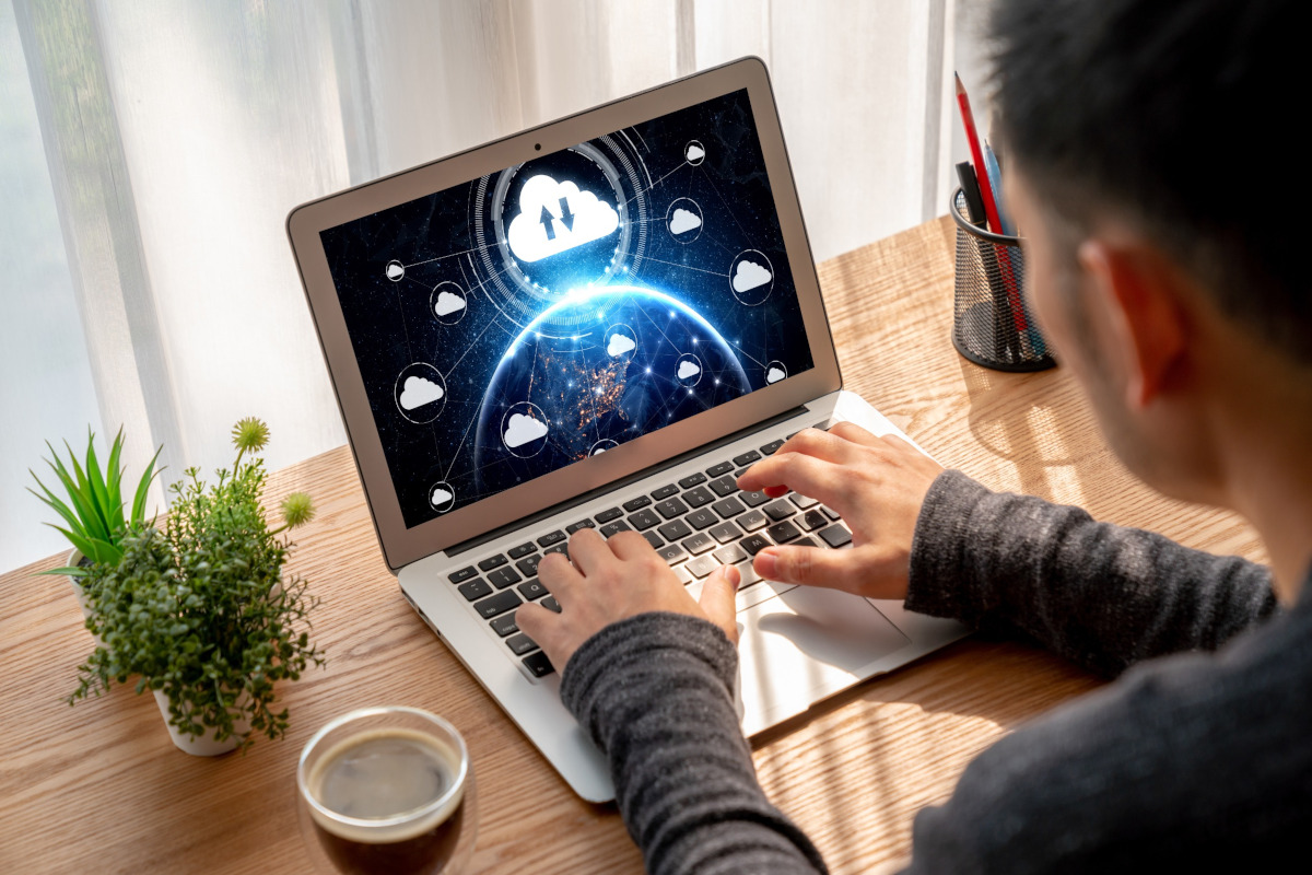 A man working remotely on his laptop