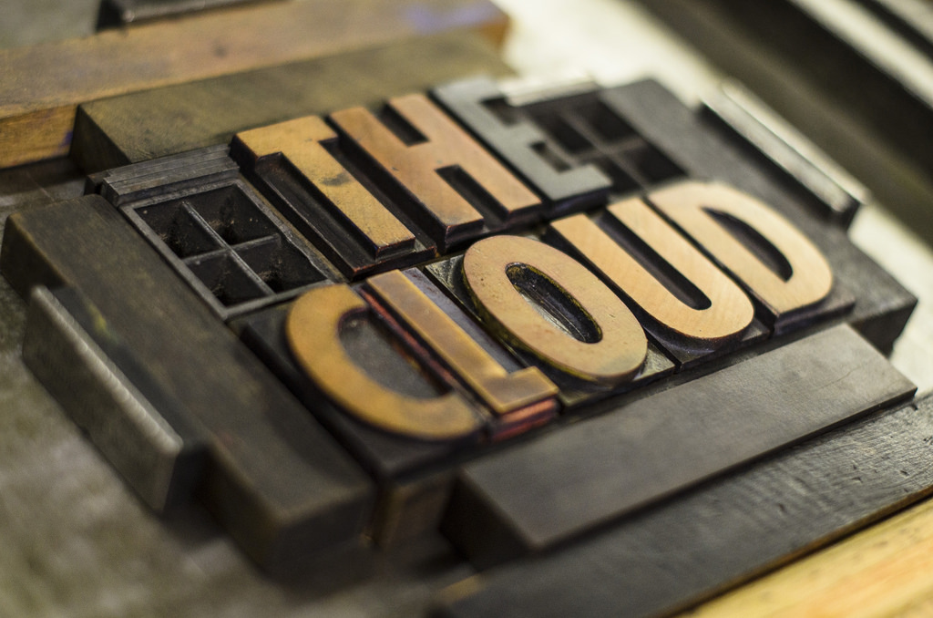'The Cloud' text in uppercase letters in printing press block.