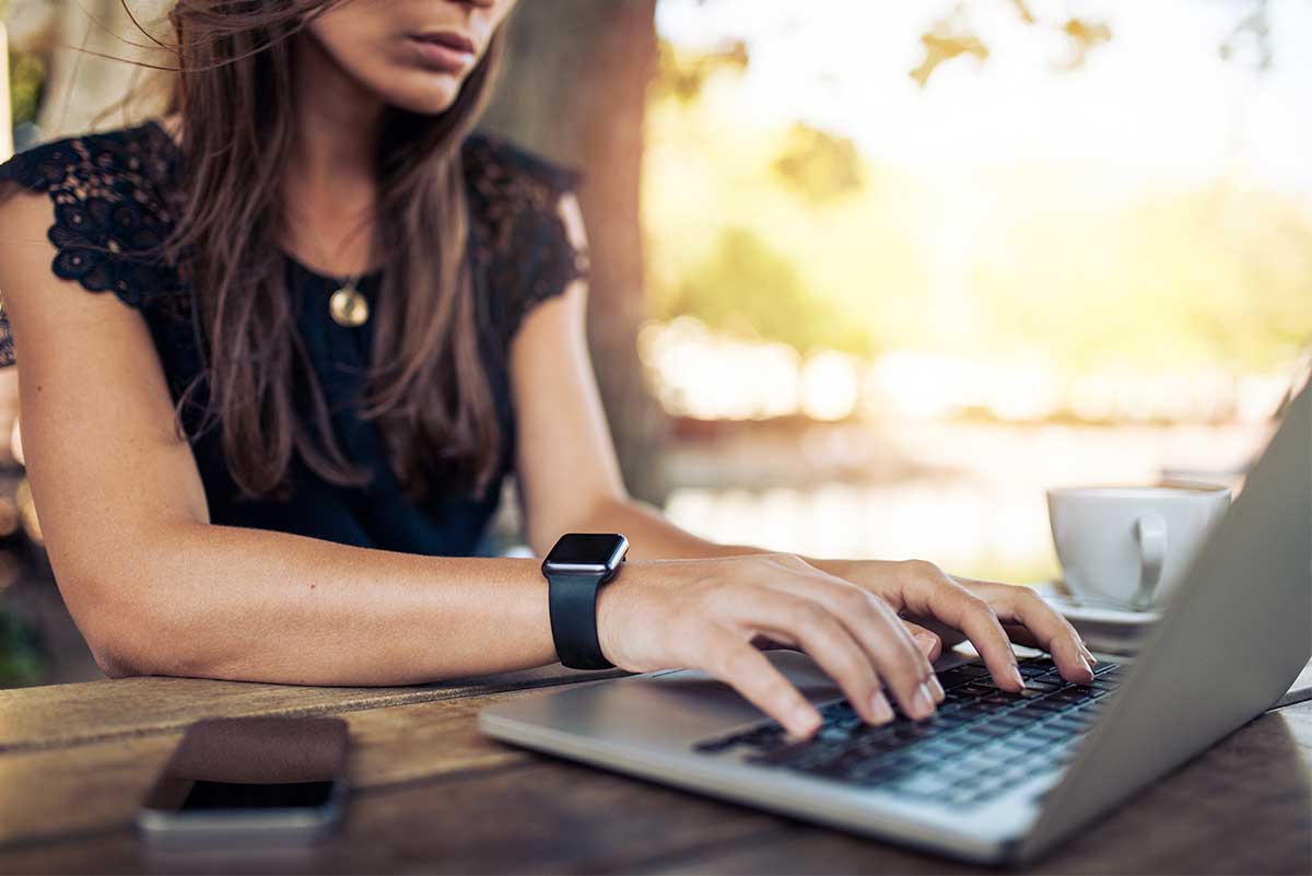 Woman working on laptop