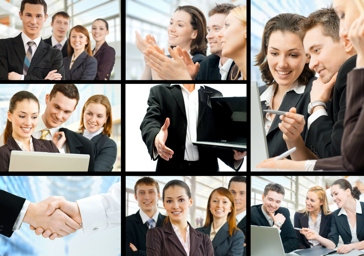 Multiple images of business people